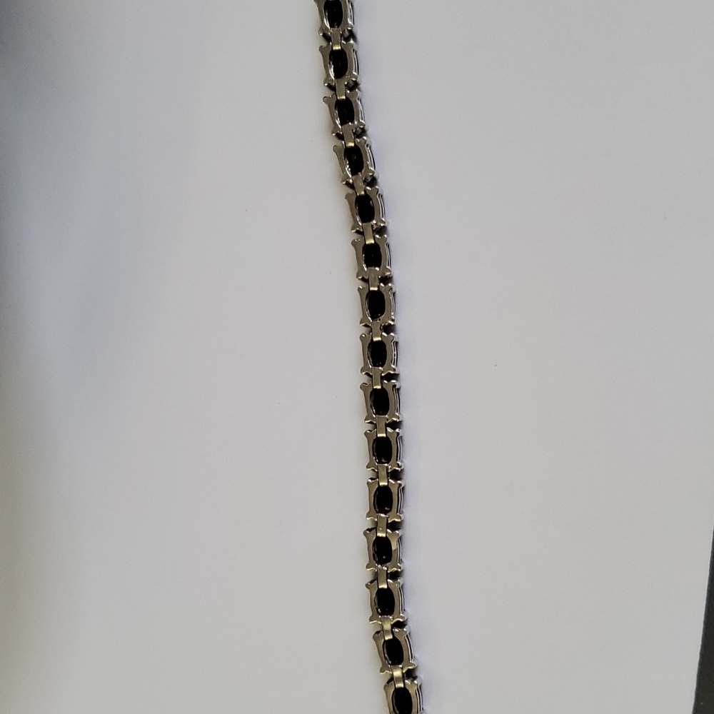Sterling Silver 925 Deep Garnet Tennis Bracelet - Picture 9 of 10